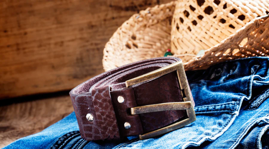 leather belt and denim
